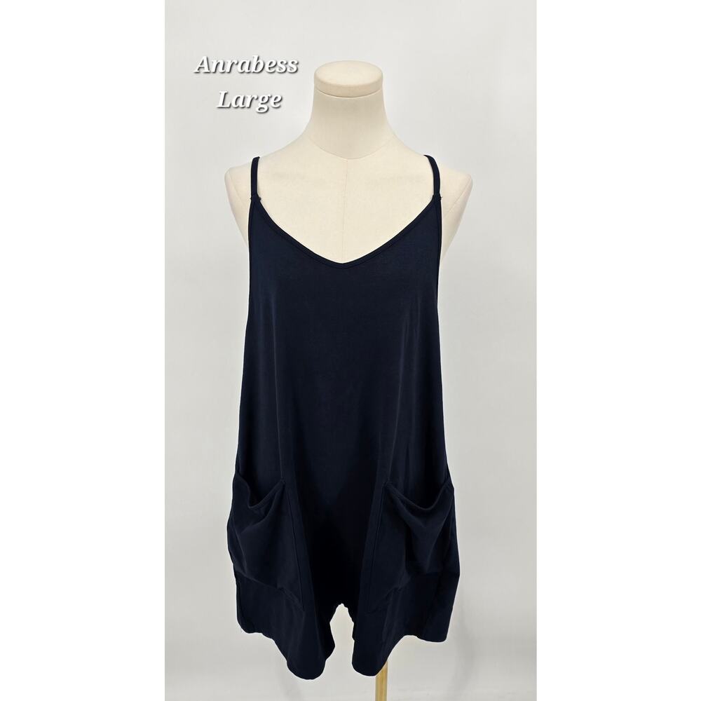 Anrabess‎ Minimalist Lounge Wear Casual Luxe Navy Romper – Size L